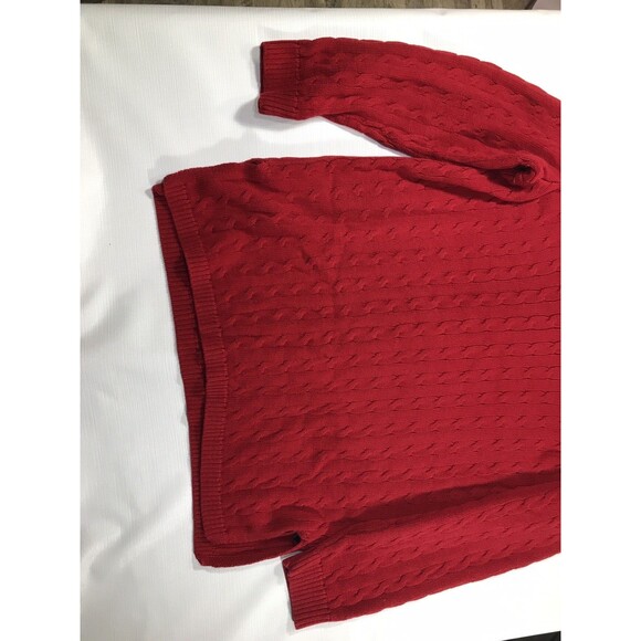 Lauren Ralph Lauren Sweater Woman 2X Red Cable Knit Tunic V Neck - Picture 2 of 7